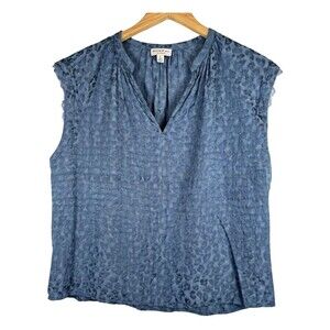 Current Air Anthropology Blue Sleeveless Popover Lace Trim Blouse Top Medium